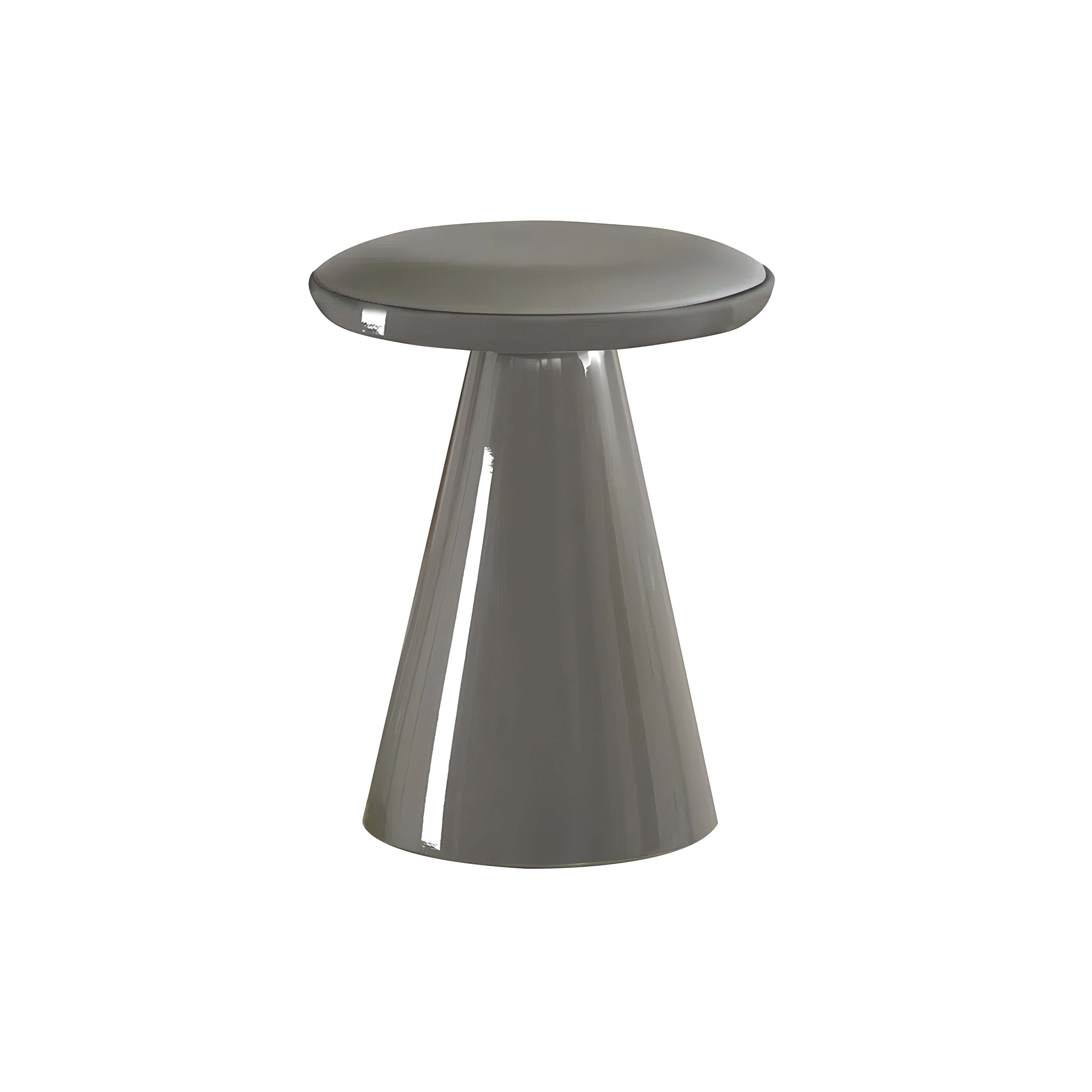 Pion Low Stool: Seat Upholstered + Gris Cuarzo Matt Lacquered