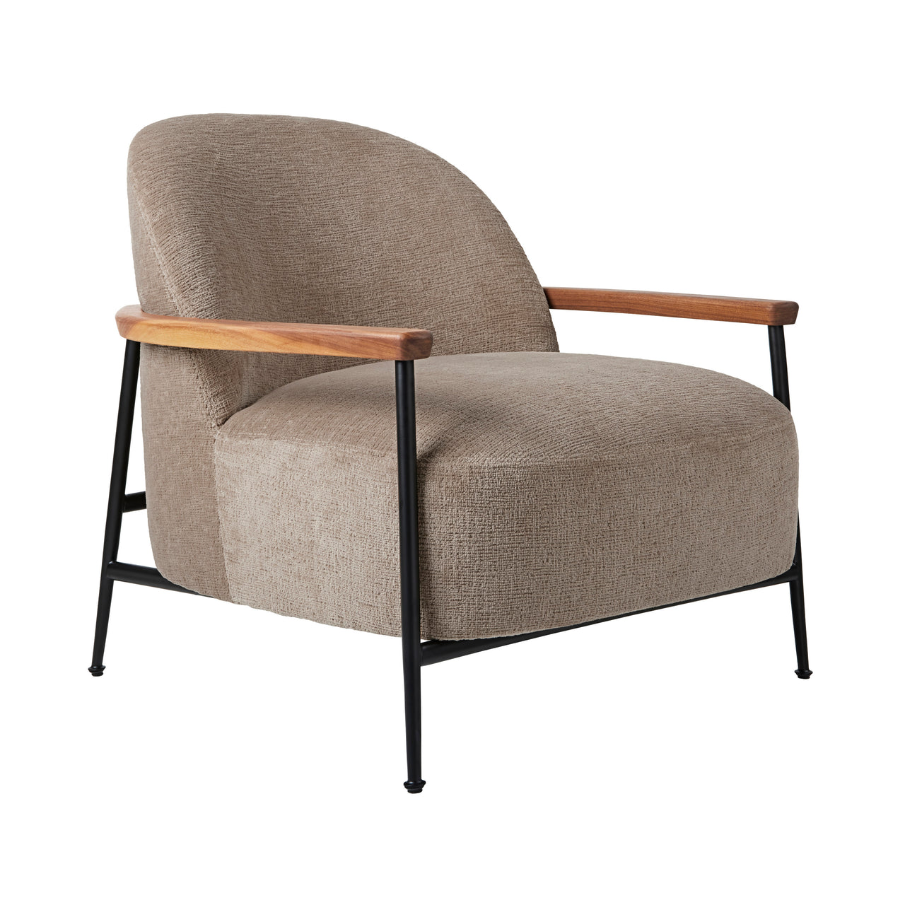 Sejour Lounge Chair with Armrests: Black Matt + Oiled American Walnut