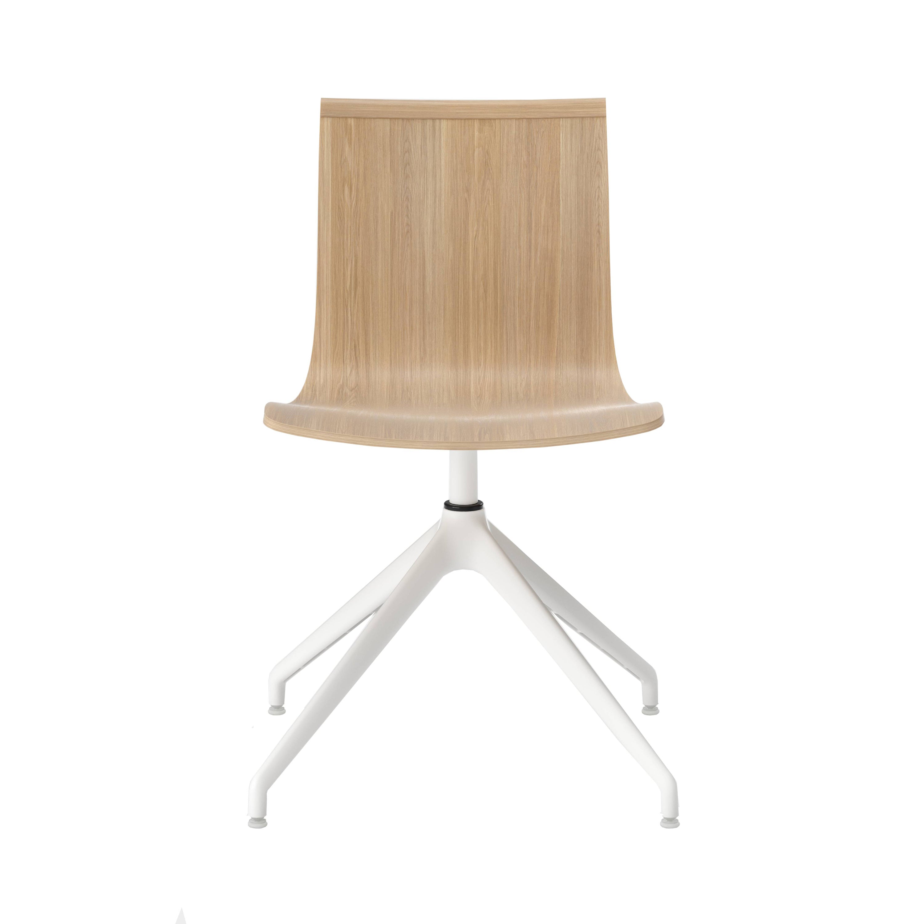 Serif Chair: 4 Star Base: White + Natural Oak + Without Armrest