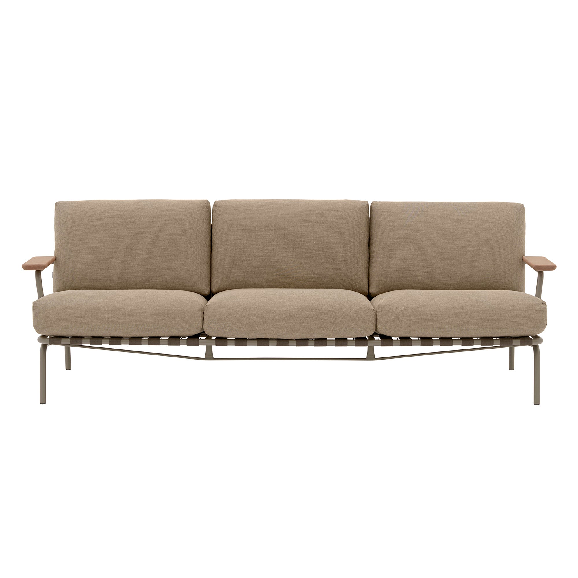 Settle Sofa: 3 Seater + With Armrest + Taupe + Ribbed Weave