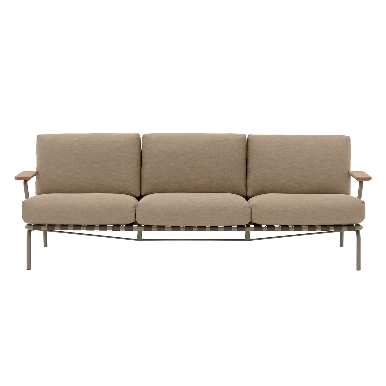 Settle Sofa: 3 Seater + With Armrest + Taupe + Ribbed Weave