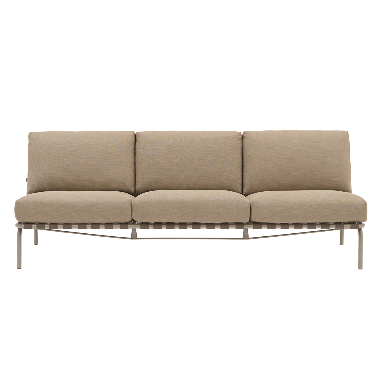 Settle Sofa: 3 Seater + Without Armrest + Taupe + Ribbed Weave