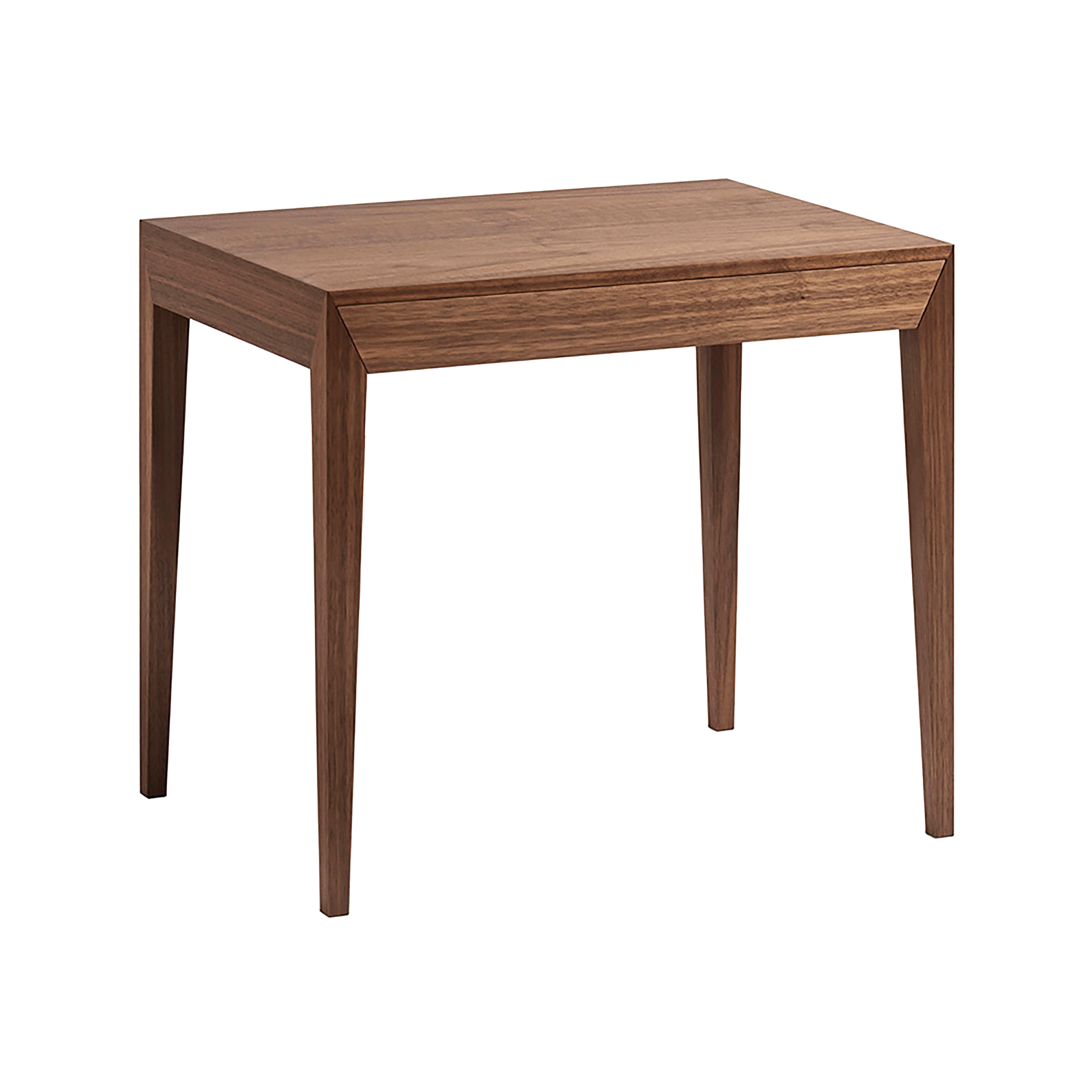 Margrethe Bedside Table: Walnut + Without Shelf
