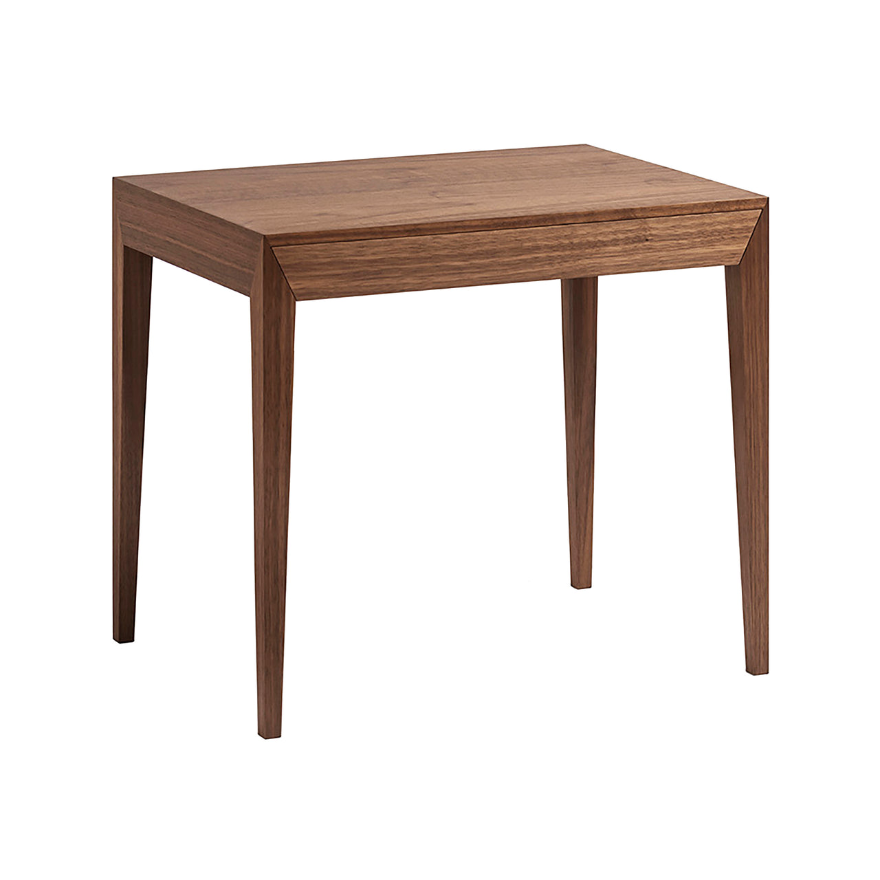 Margrethe Bedside Table: Walnut + Without Shelf
