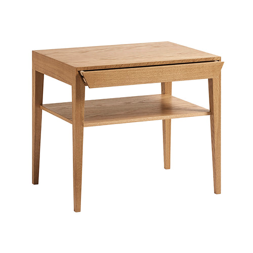 Margrethe Bedside Table: Oak + With Wood Shelf