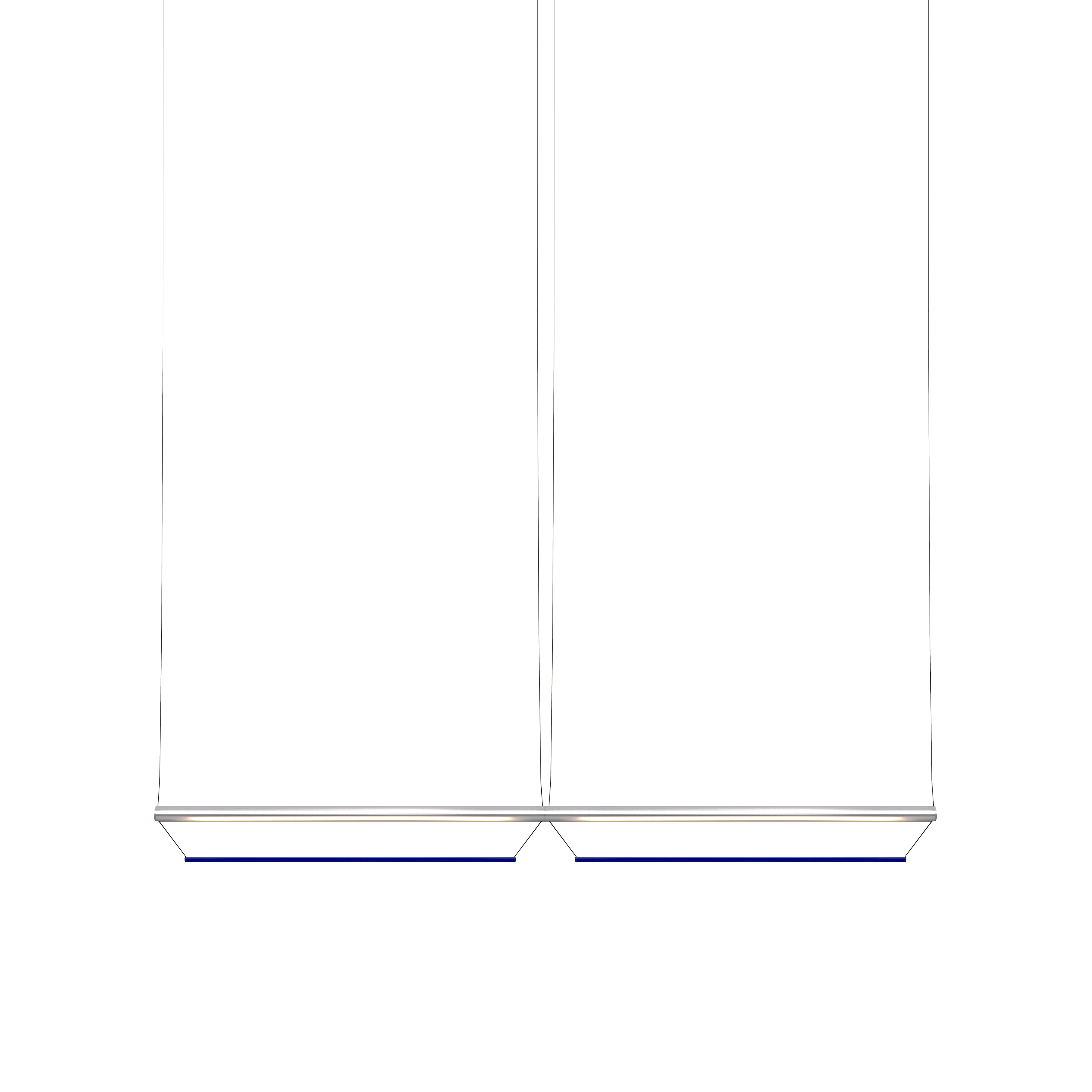 Tier 100 Horizontal Pendant Light: 2H + Anodized Silver + Sapphire