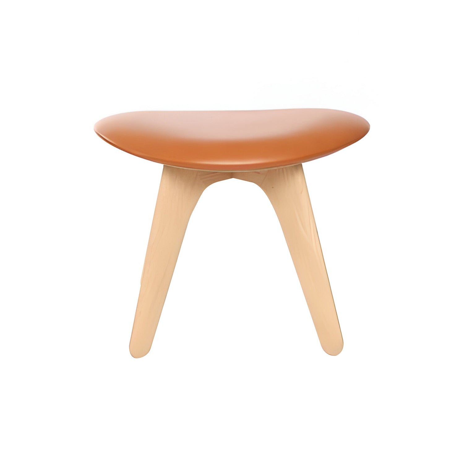 Slab Ottoman: Natural Oak + Leather Cognac