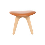 Slab Ottoman: Natural Oak + Leather Cognac