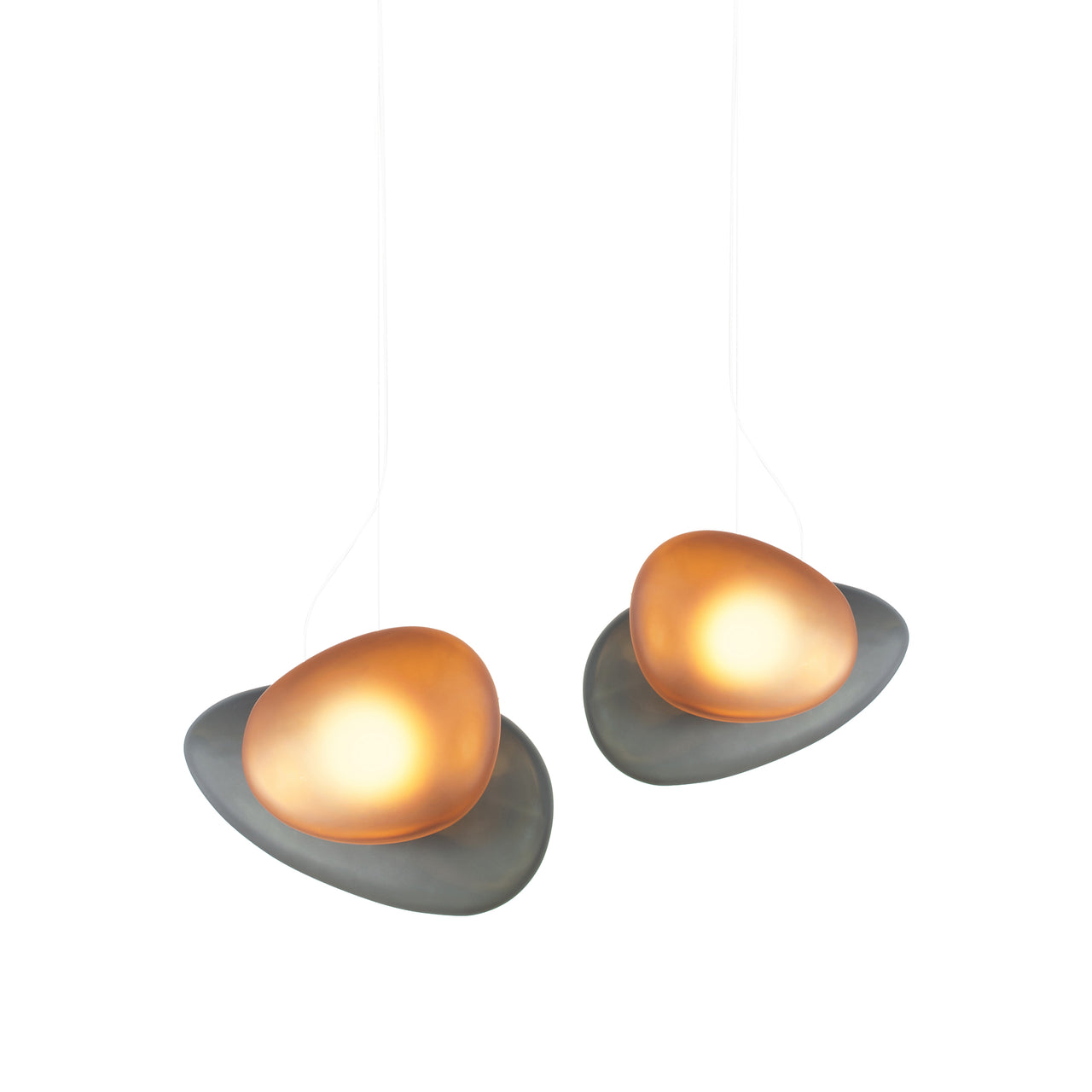 Pebble Linear 2 Pendant Light: B + C + Slate + Citrine