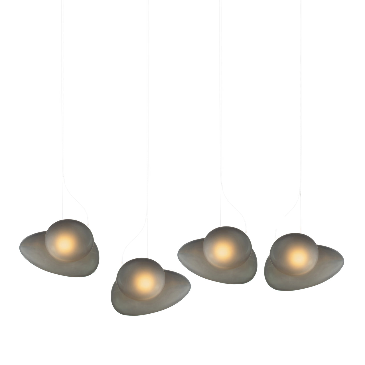 Pebble Linear 4 Pendant Light: B + D + Slate + Slate