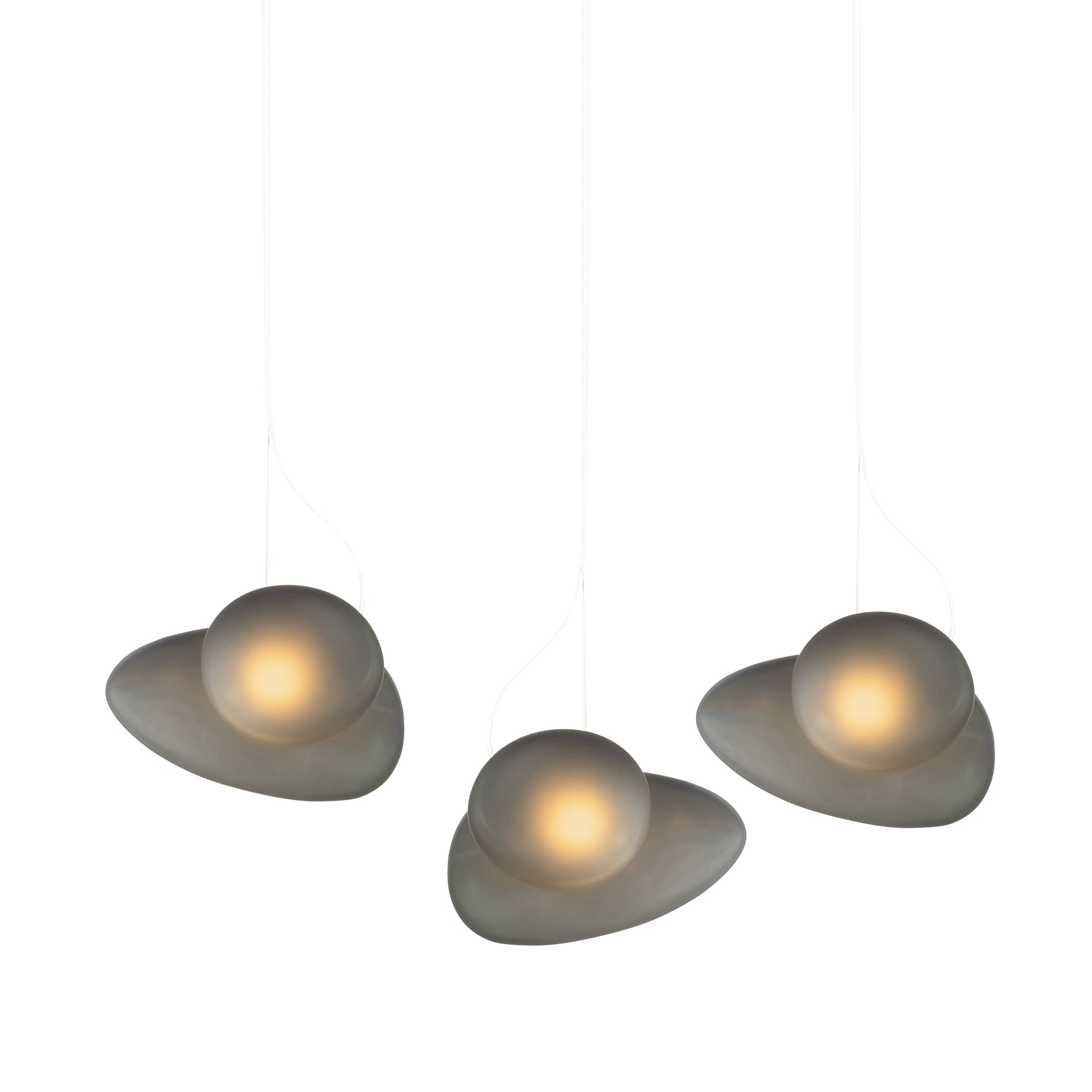 Pebble Linear 3 Pendant Light: B + D + Slate + Slate