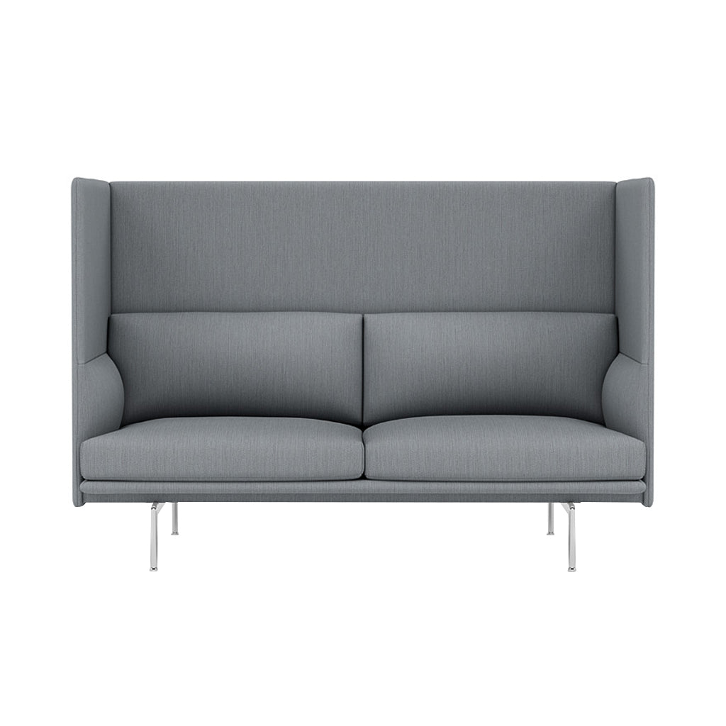 Outline Highback 2-Seater Sofa: Large + Low + Polished Aluminum