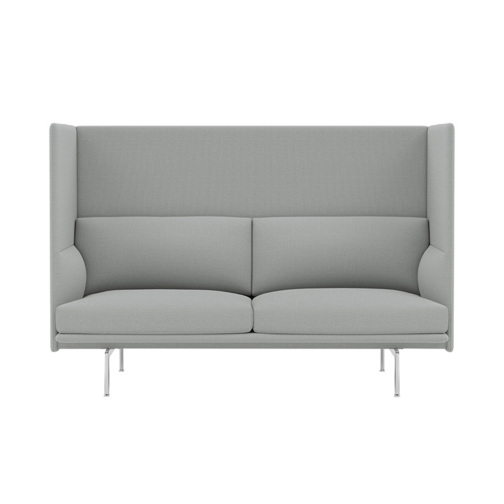 Outline Highback 2-Seater Sofa: Large + Low + Polished Aluminum