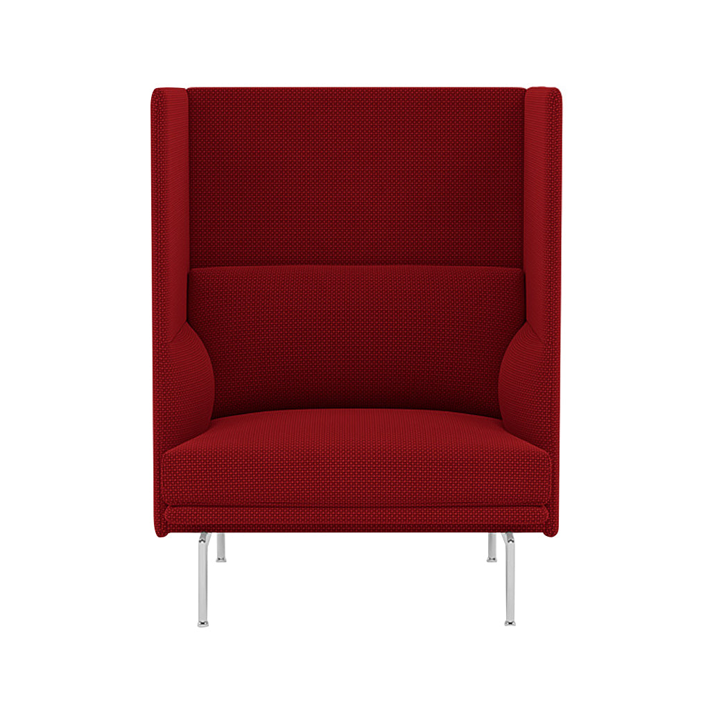 Outline Highback 1-Seater Sofa: Large + Low + Polished Aluminum