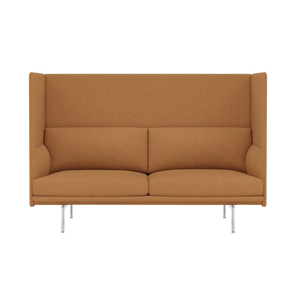 Outline Highback 2-Seater Sofa: Large + Low + Polished Aluminum