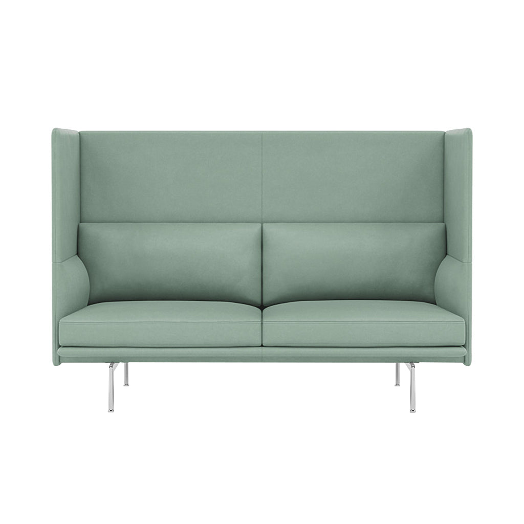 Outline Highback 2-Seater Sofa: Large + Low + Polished Aluminum