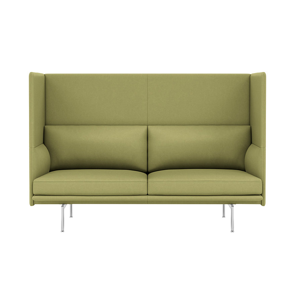 Outline Highback 2-Seater Sofa: Large + Low + Polished Aluminum