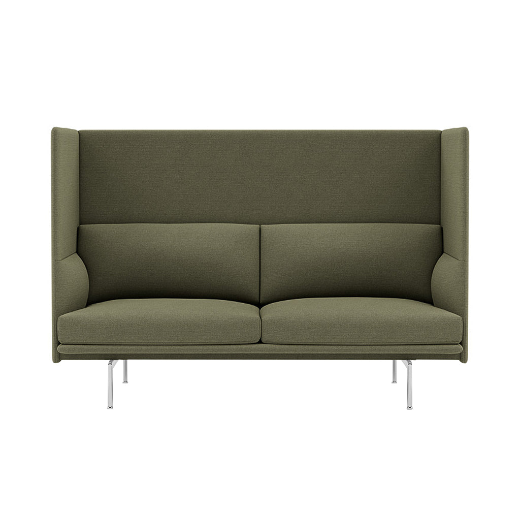 Outline Highback 2-Seater Sofa: Large + Low + Polished Aluminum