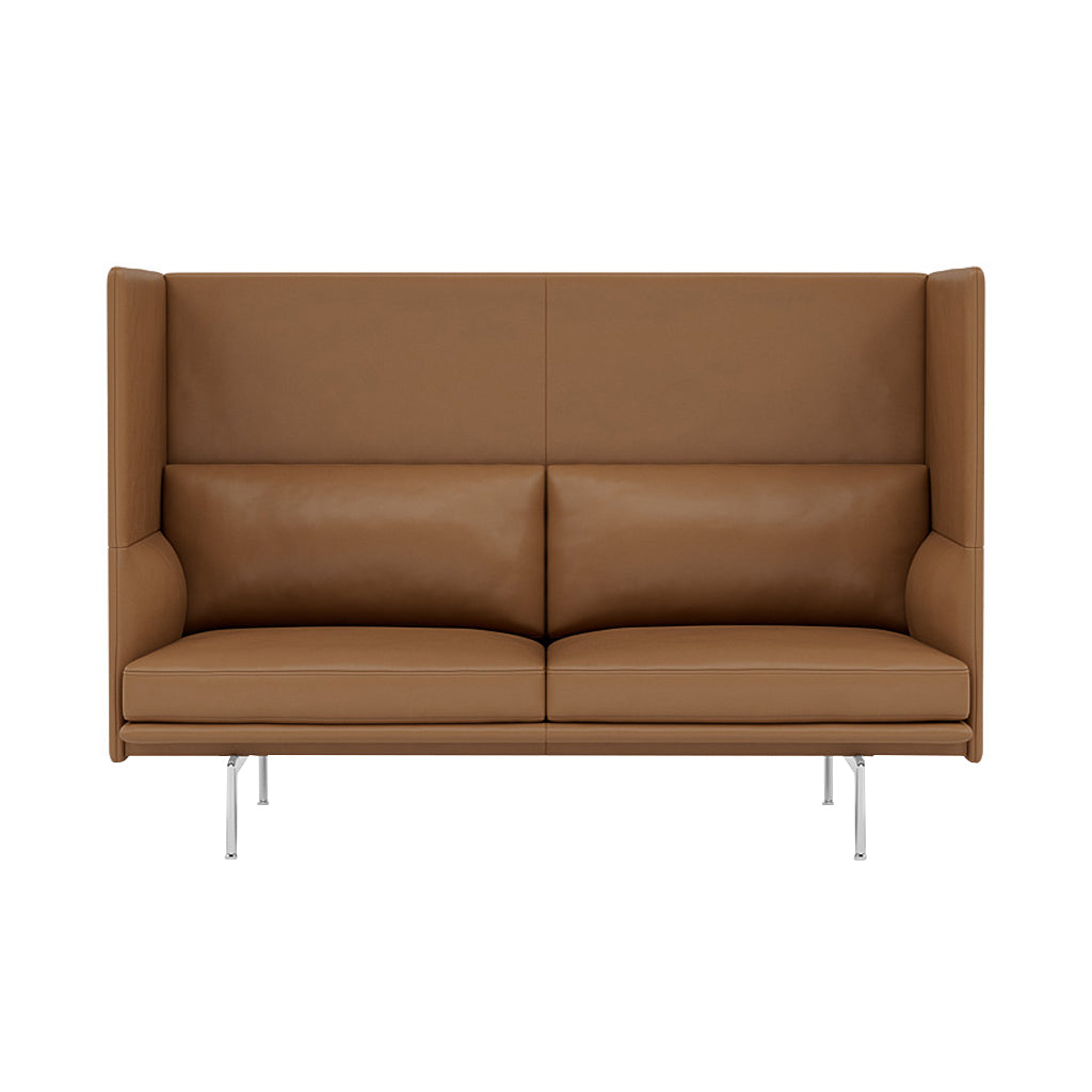 Outline Highback 2-Seater Sofa: Large + Low + Polished Aluminum