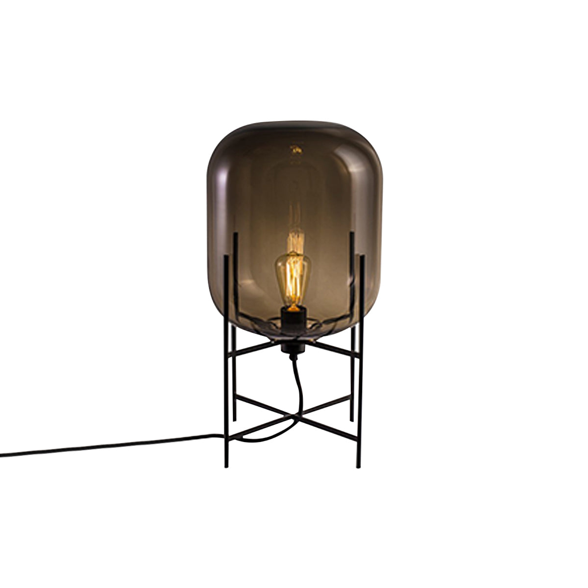 Oda Table Lamp: Smoky Grey + Black