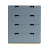 Snow A Storage Unit with Drawers: Nordic Blue + Snow A + Natural Oak