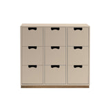 Snow B Storage Unit with Drawers: Dark Sand + Snow B3 + Natural Oak