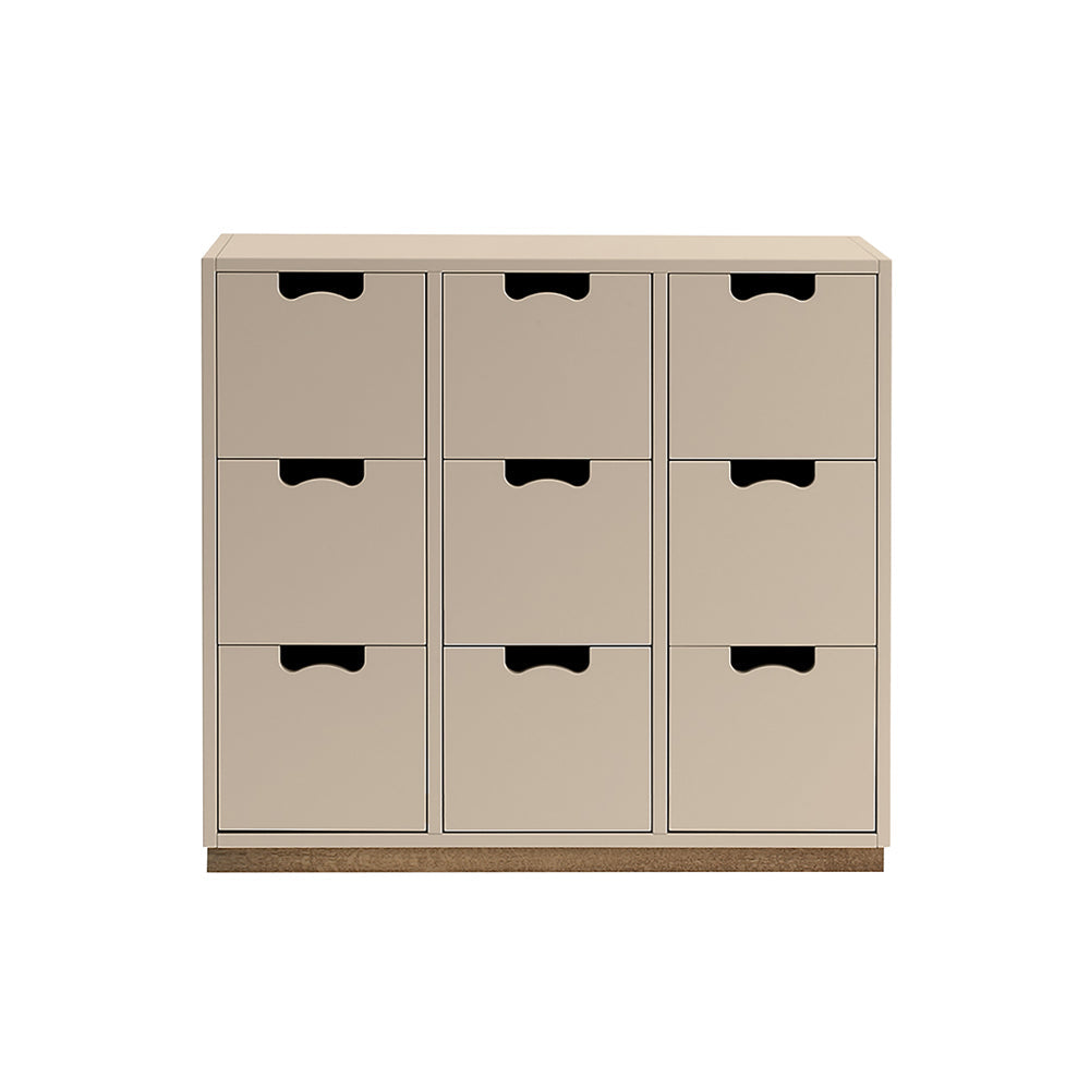 Snow B Storage Unit with Drawers: Dark Sand + Snow B3 + Natural Oak