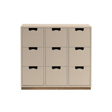 Snow B Storage Unit with Drawers: Dark Sand + Snow B3 + Natural Oak