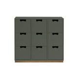 Snow B Storage Unit with Drawers: Green Khaki + Snow B3 + Natural Oak