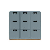 Snow B Storage Unit with Drawers: Nordic Blue + Snow B3 + Natural Oak