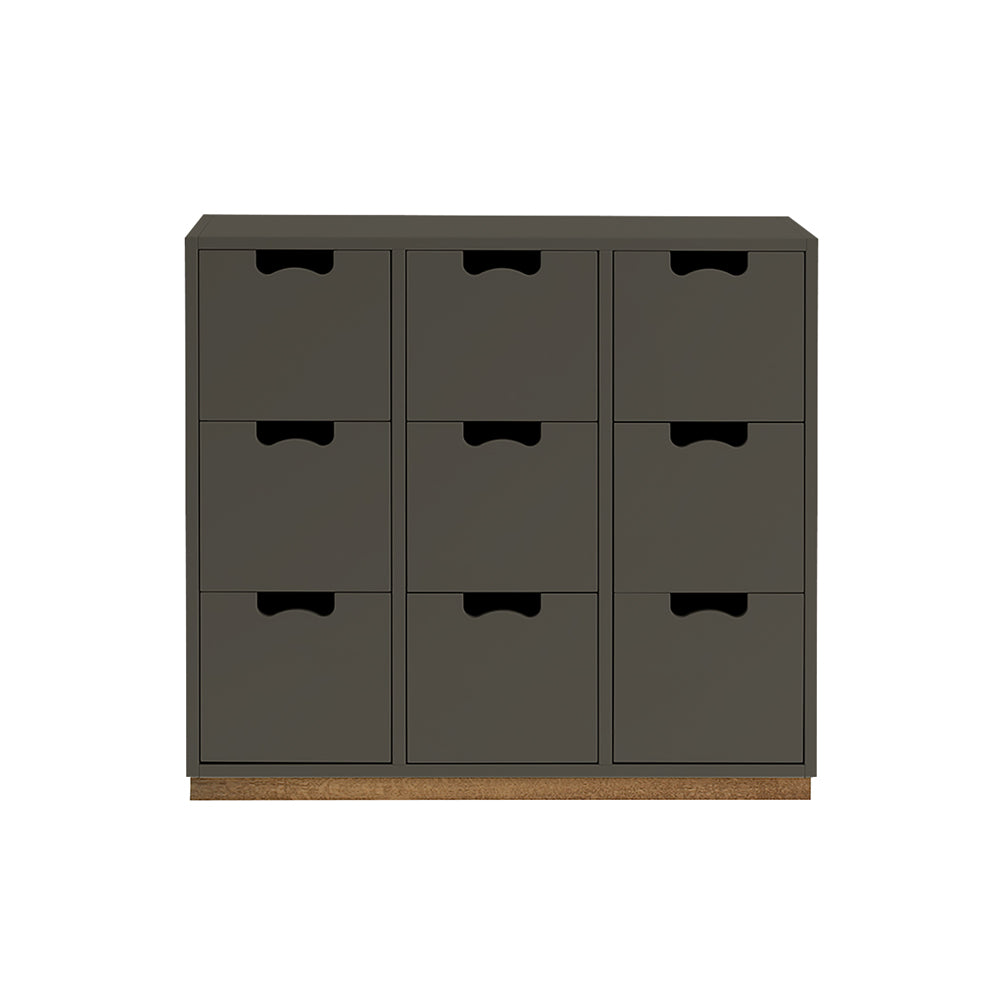 Snow B Storage Unit with Drawers: Taupe + Snow B3 + Natural Oak