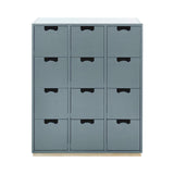 Snow B Storage Unit with Drawers: Nordic Blue + Snow B + Natural Oak