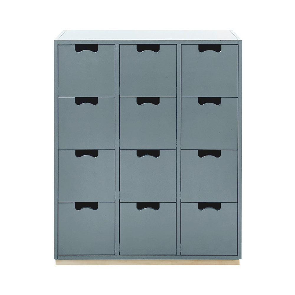 Snow B Storage Unit with Drawers: Nordic Blue + Snow B + Natural Oak