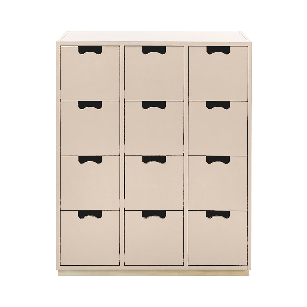 Snow B Storage Unit with Drawers: Rose + Snow B + Natural Oak