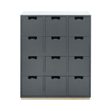 Snow B Storage Unit with Drawers: Storm Grey + Snow B + Natural Oak