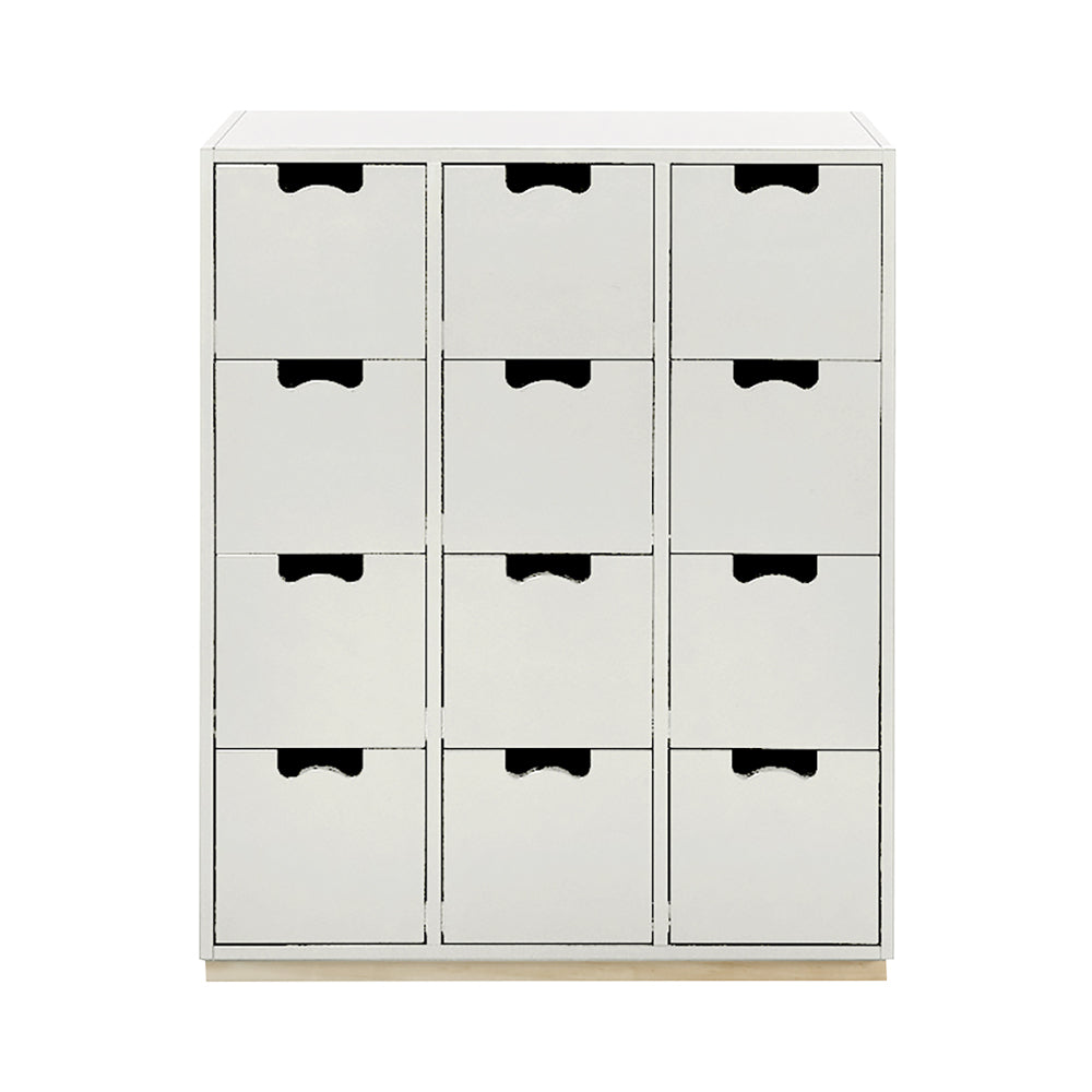 Snow B Storage Unit with Drawers: White + Snow B + Natural Oak