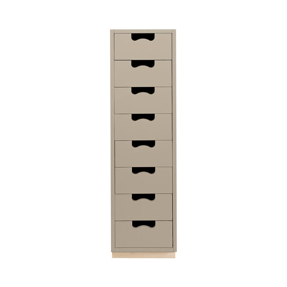 Snow J Storage Unit with Drawers: 8 + Dark Sand 