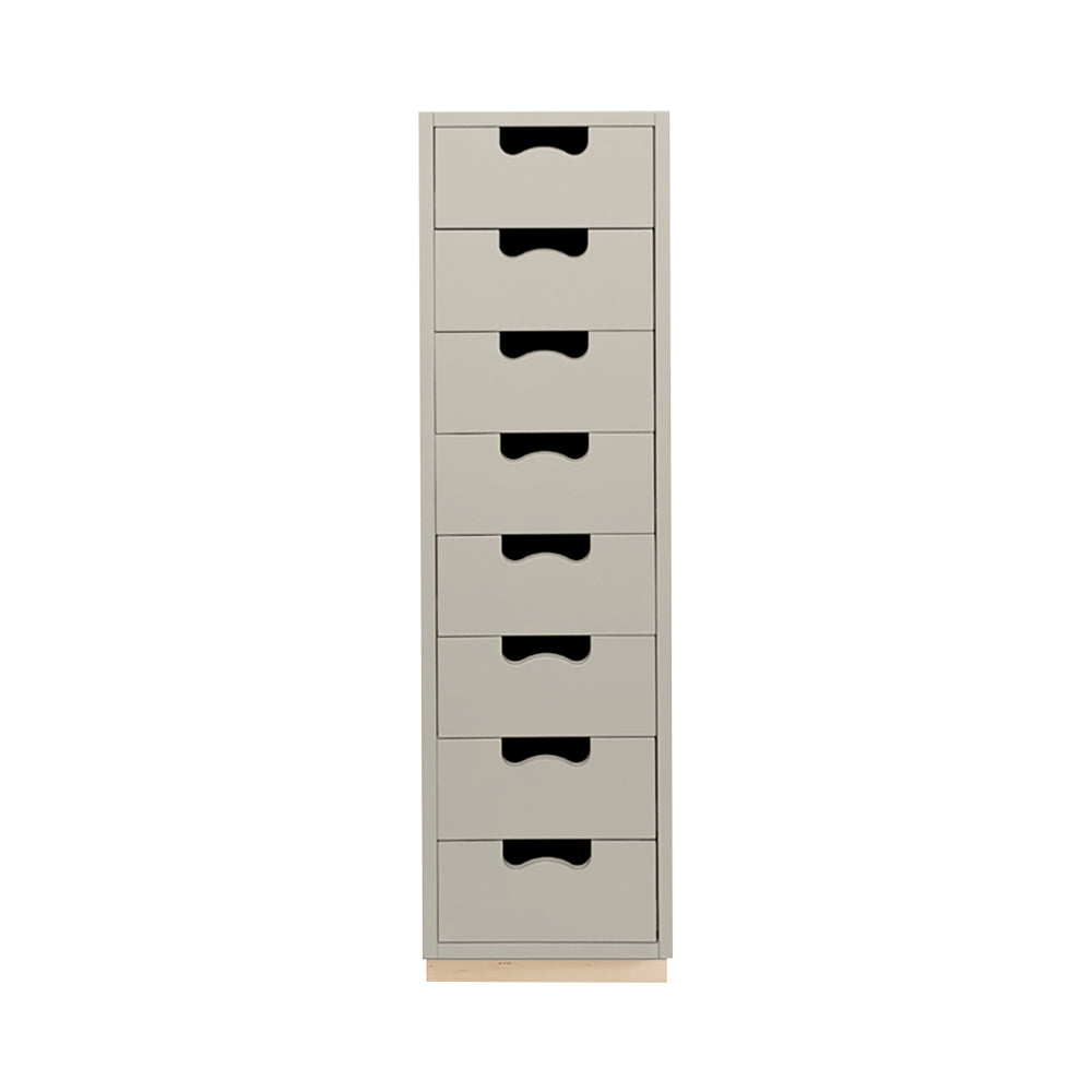 Snow J Storage Unit with Drawers: 8 + Light Grey + Natural Oak