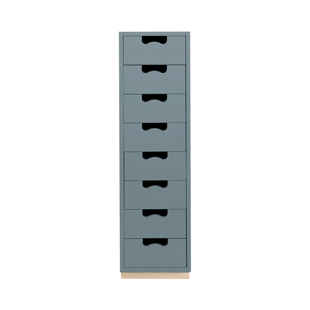 Snow J Storage Unit with Drawers: 8 + Nordic Blue + Natural Oak