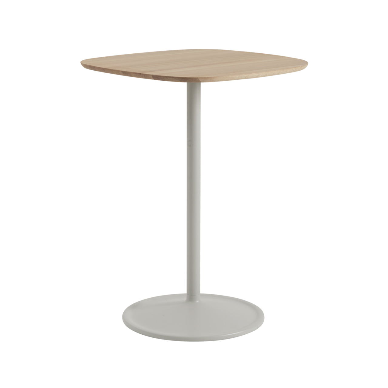 Soft Café Table: Square + Medium + Solid Oak + Grey