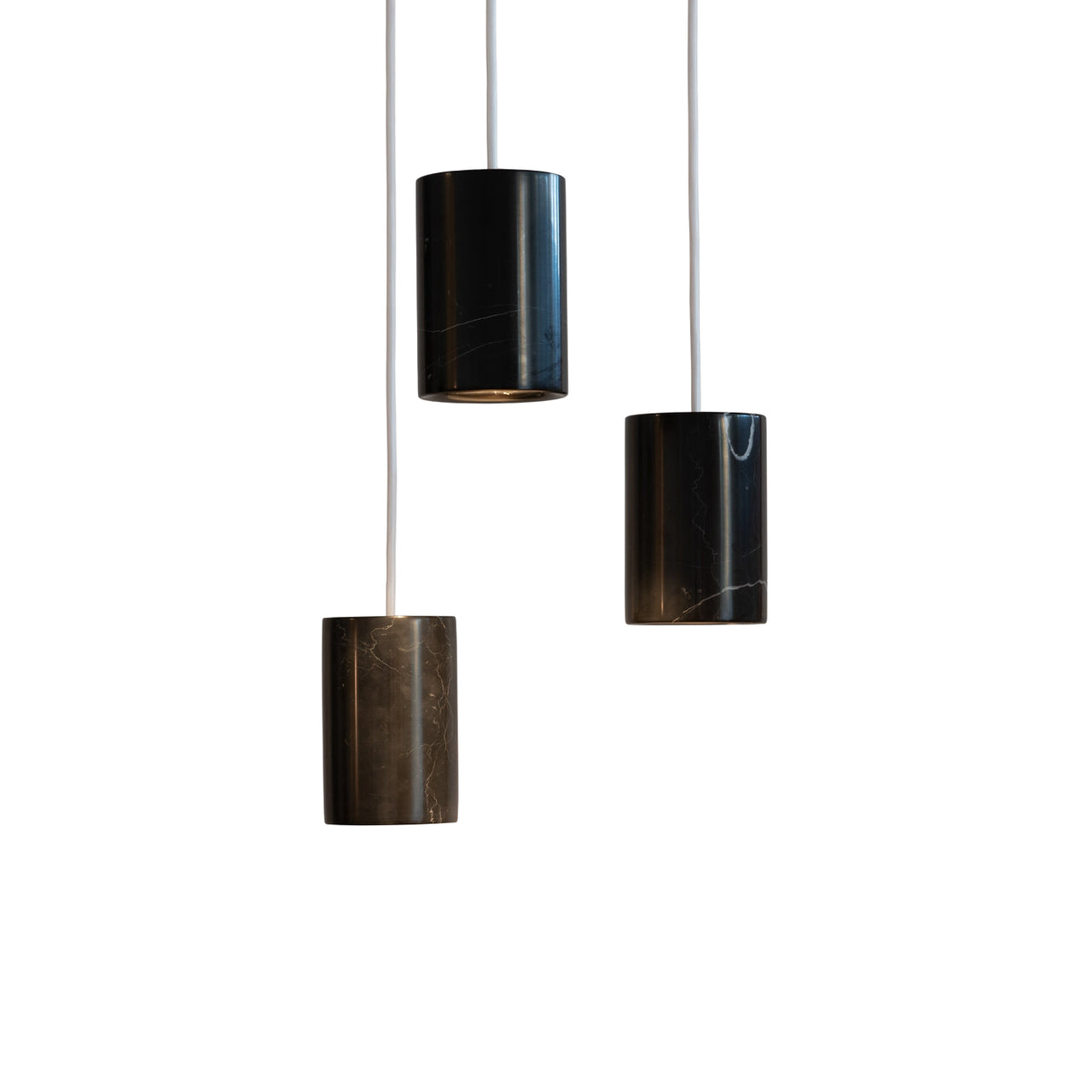 Solid Pendant: 3 + Cone + Nero Marquina Marble + White