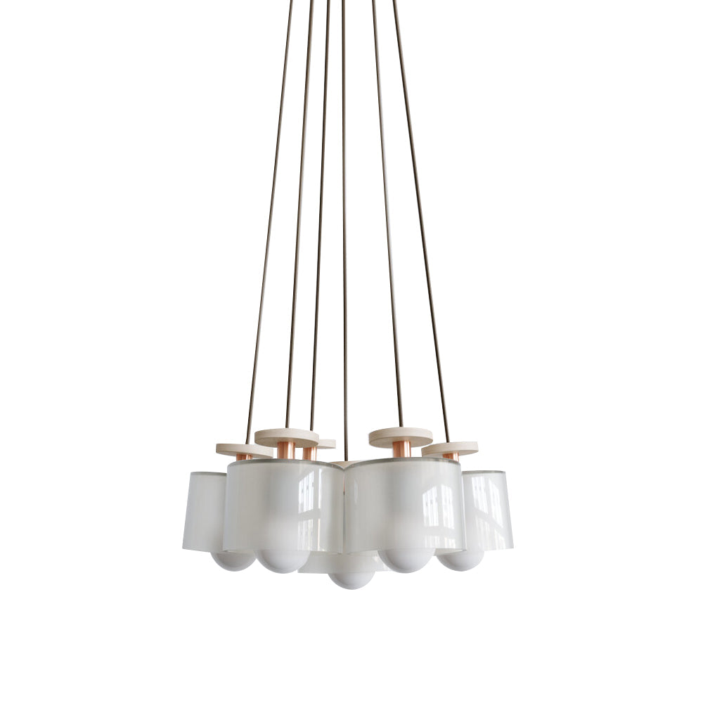 Spun Pendant Cluster: Frosted Glass + Matte White