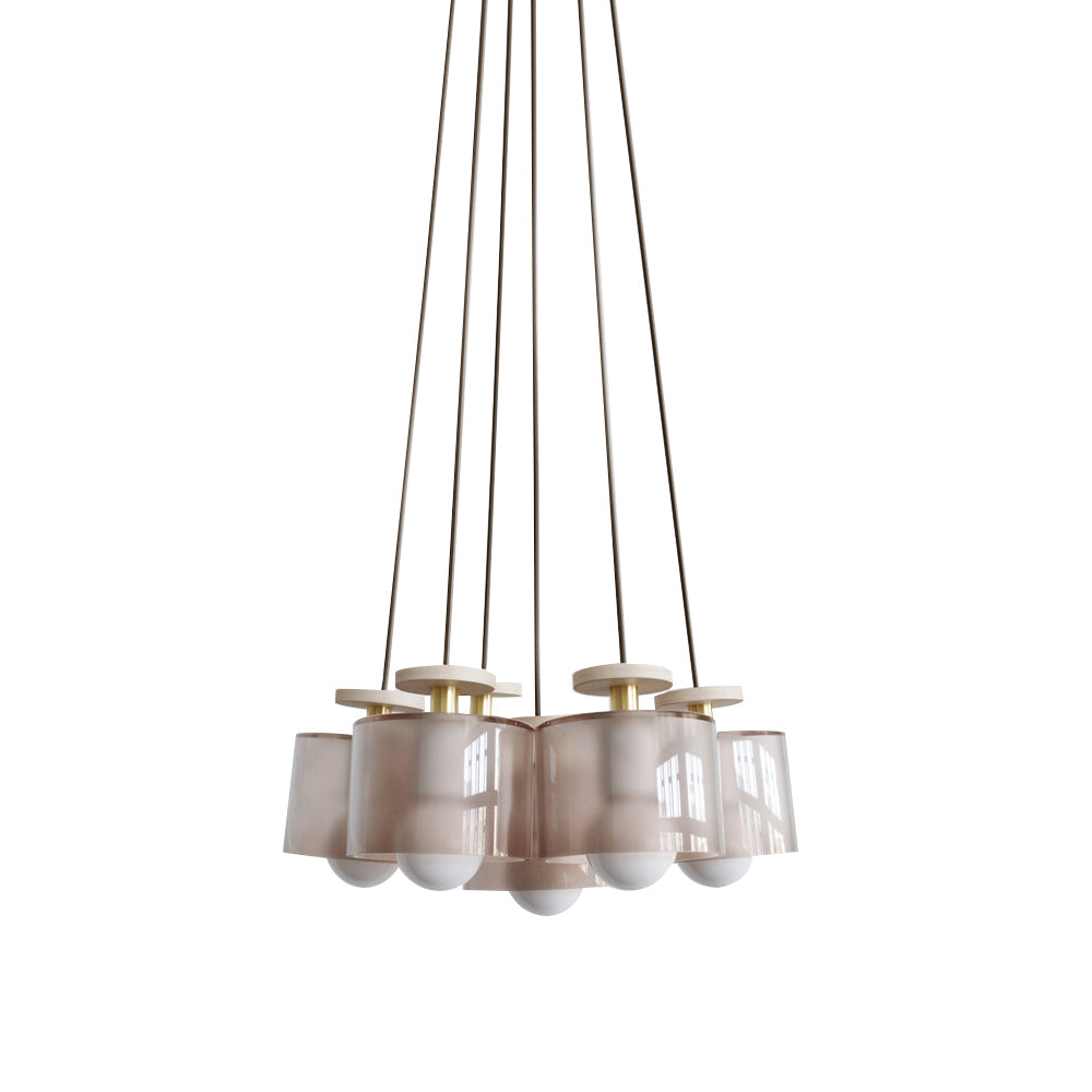 Spun Pendant Cluster: Rust Glass + Matte White
