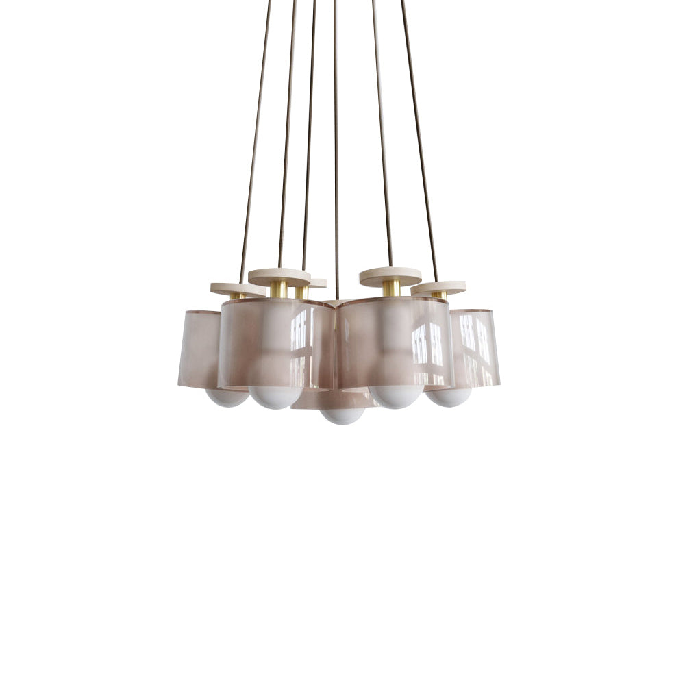 Spun Pendant Cluster: Rust Glass + Matte White