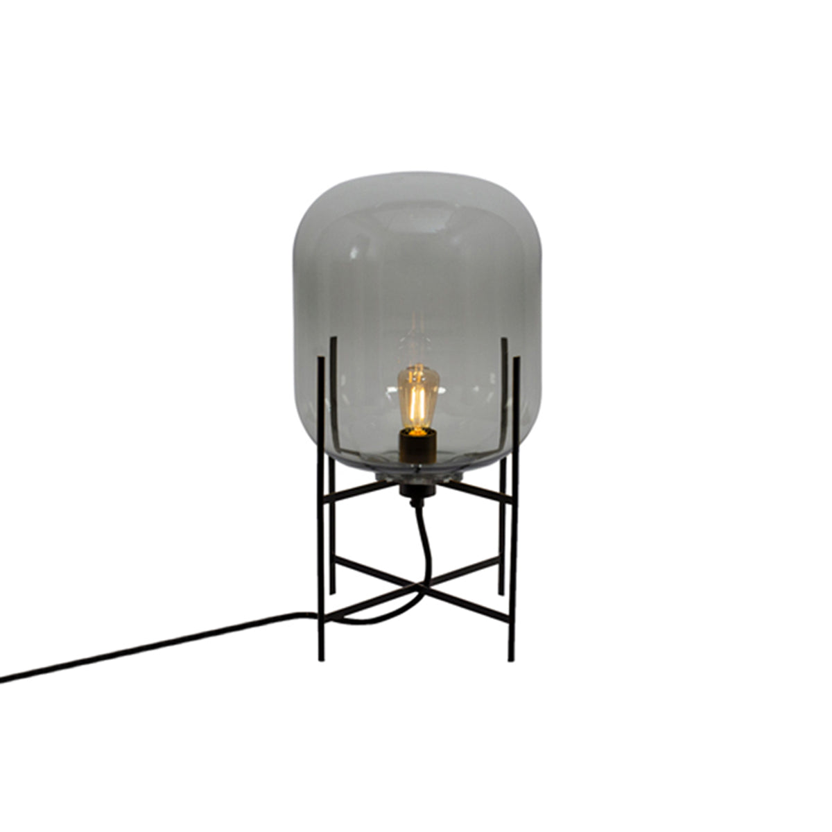 Oda Table Lamp: Steel Grey + Black