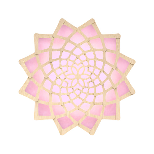 Sunflower Wall Light: Large + Bamboo + Pink
