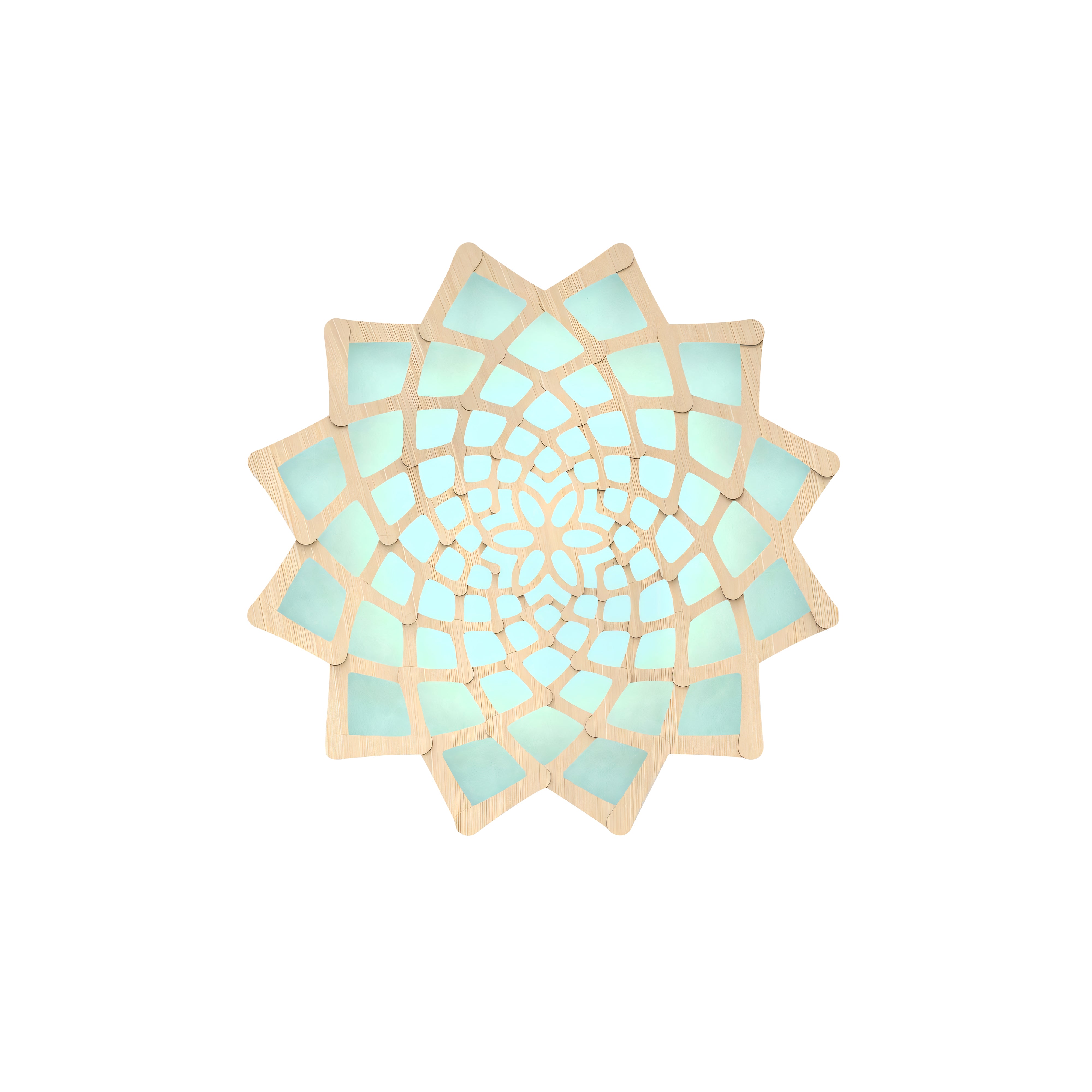 Sunflower Wall Light: Small + Bamboo + Aqua
