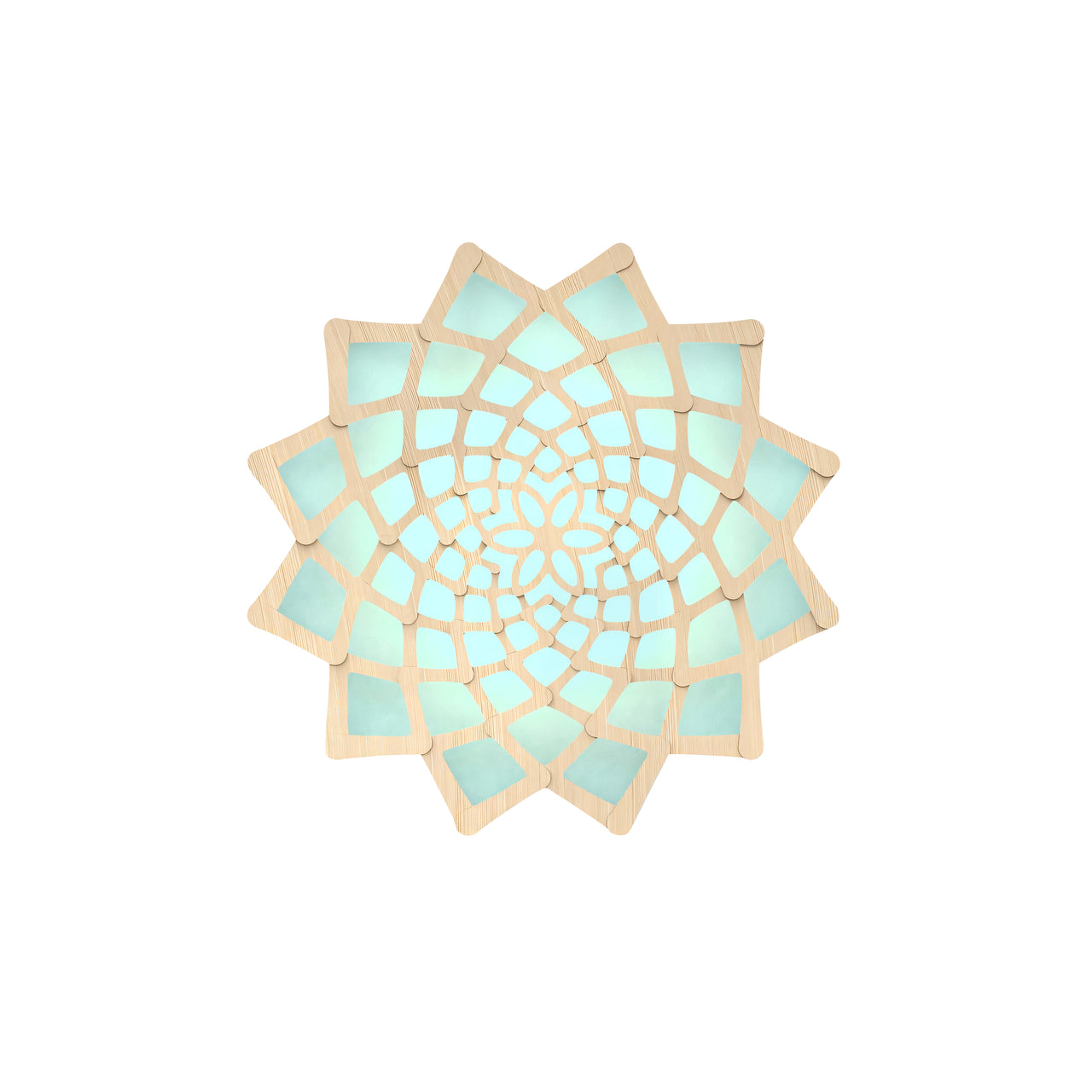 Sunflower Wall Light: Small + Bamboo + Aqua