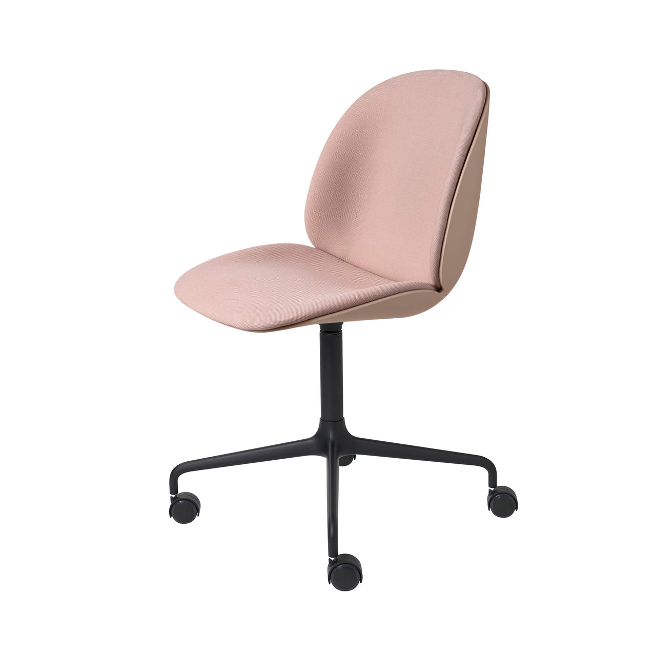 Beetle Meeting Chair: Castor Base + Front Upholstery + Sweet Pink + Black Matt