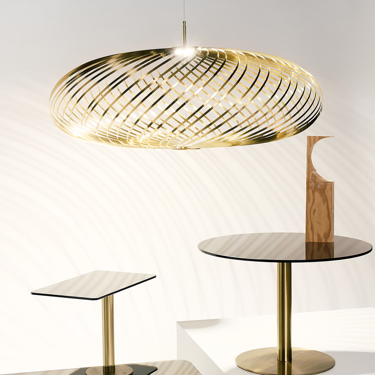 Spring Pendant Light: Brass